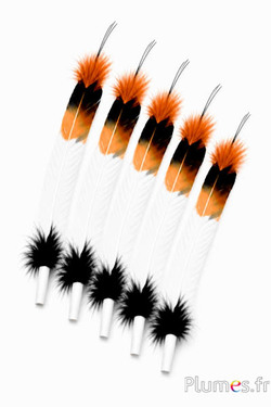 Gans - Indianerfeder - 30-35 cm - weiß-schwarz-Aztekengold
